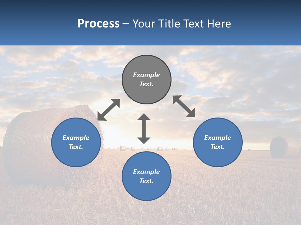 A Field With Hay Bales In The Foreground And A Sunset In The Background PowerPoint Template