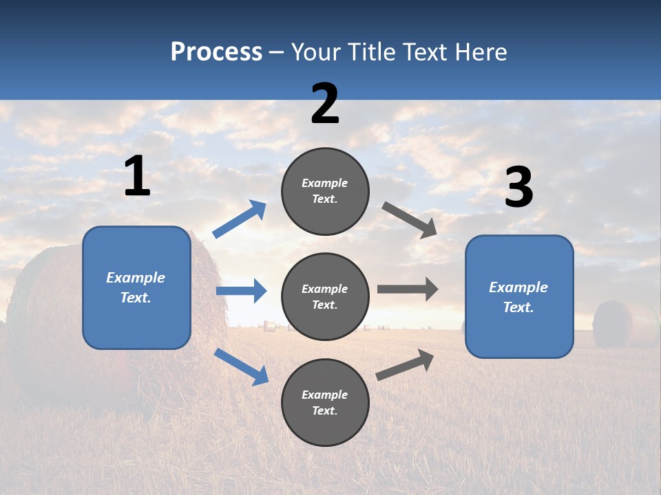 A Field With Hay Bales In The Foreground And A Sunset In The Background PowerPoint Template