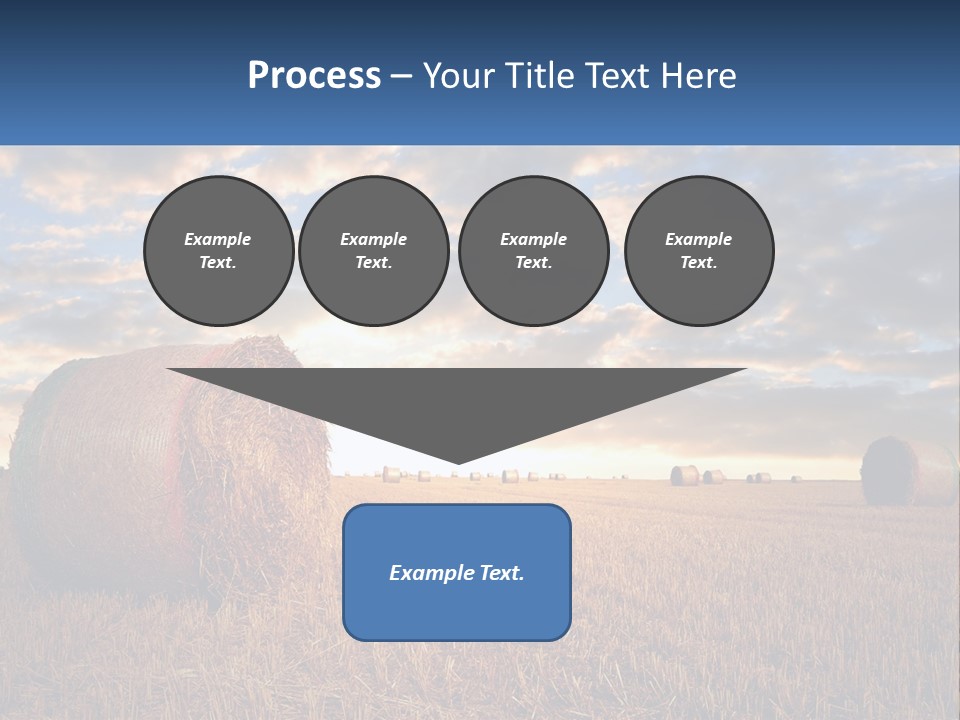 A Field With Hay Bales In The Foreground And A Sunset In The Background PowerPoint Template