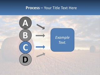 A Field With Hay Bales In The Foreground And A Sunset In The Background PowerPoint Template