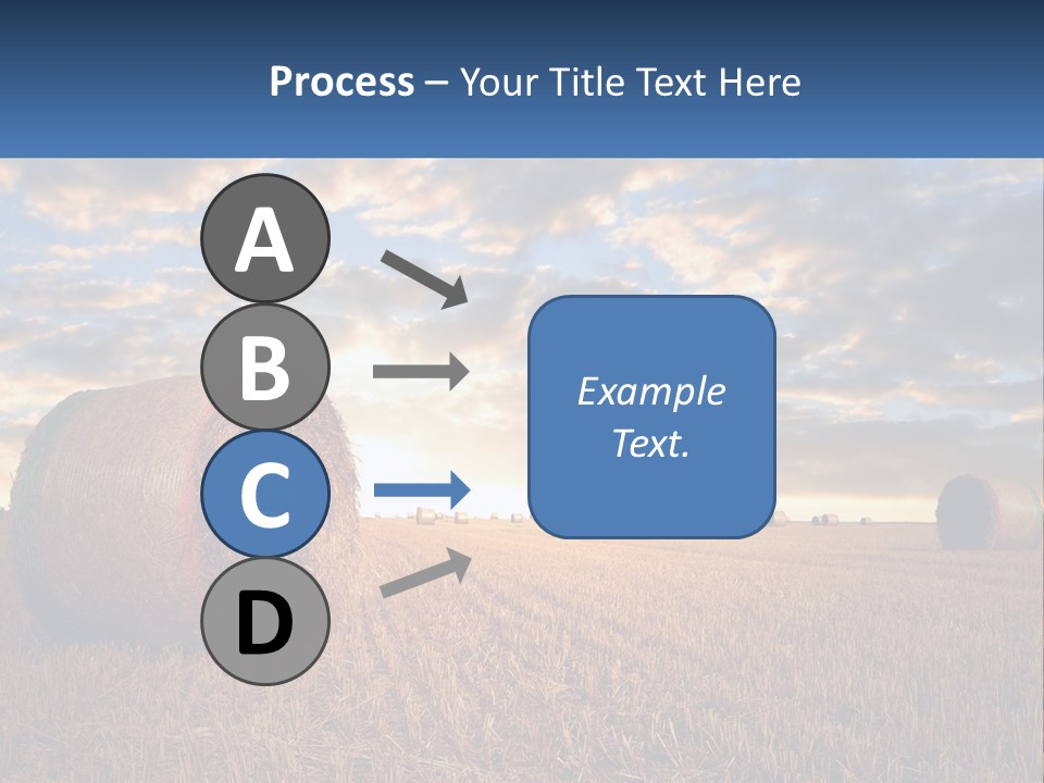 A Field With Hay Bales In The Foreground And A Sunset In The Background PowerPoint Template