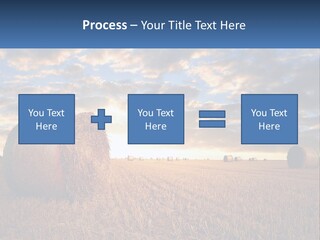 A Field With Hay Bales In The Foreground And A Sunset In The Background PowerPoint Template