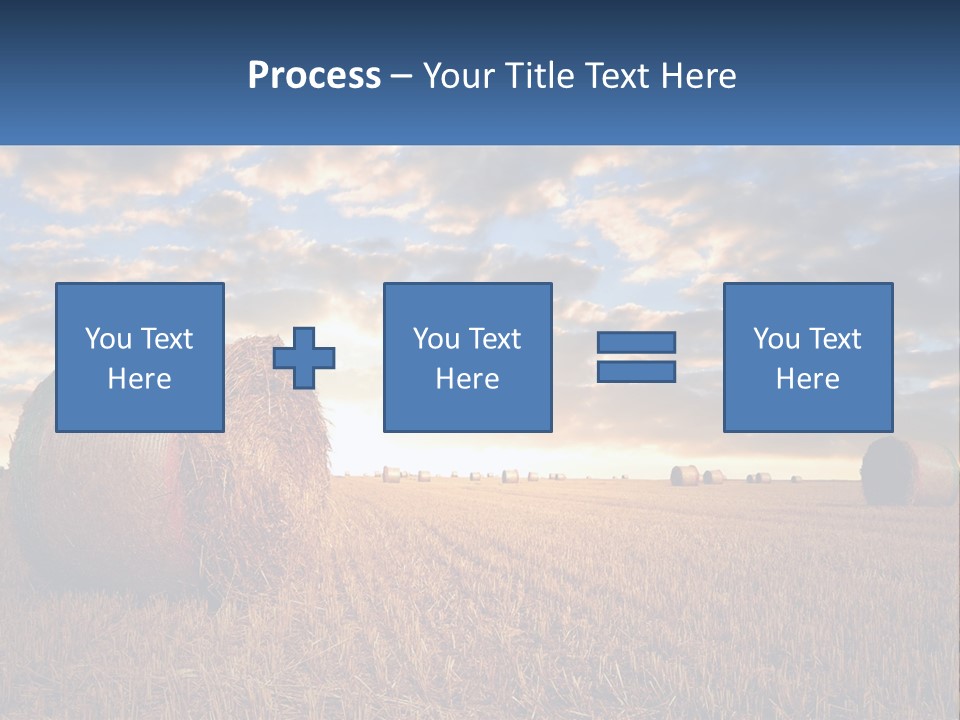A Field With Hay Bales In The Foreground And A Sunset In The Background PowerPoint Template