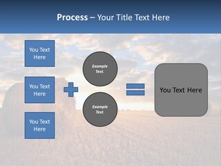 A Field With Hay Bales In The Foreground And A Sunset In The Background PowerPoint Template