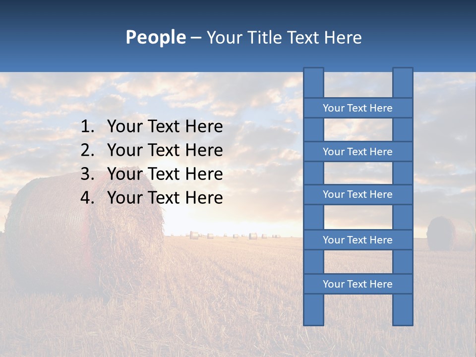 A Field With Hay Bales In The Foreground And A Sunset In The Background PowerPoint Template