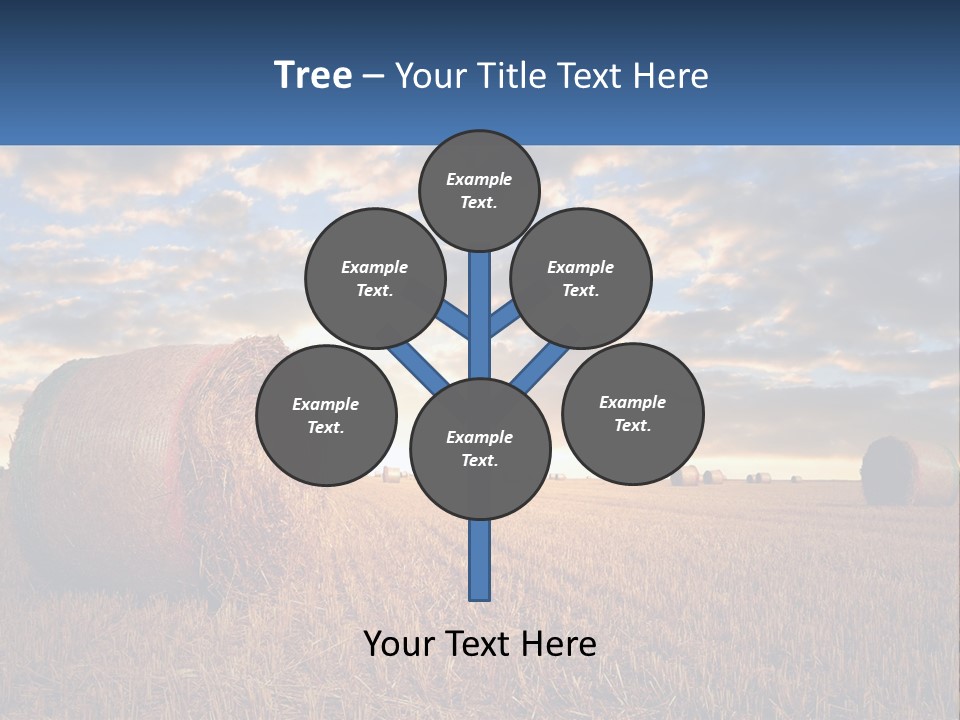 A Field With Hay Bales In The Foreground And A Sunset In The Background PowerPoint Template