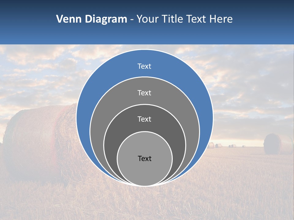 A Field With Hay Bales In The Foreground And A Sunset In The Background PowerPoint Template