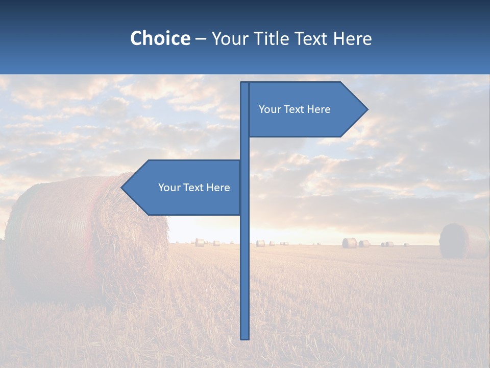 A Field With Hay Bales In The Foreground And A Sunset In The Background PowerPoint Template