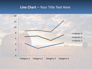 A Field With Hay Bales In The Foreground And A Sunset In The Background PowerPoint Template