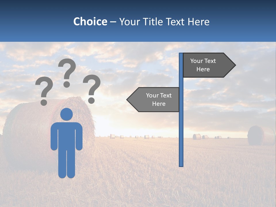 A Field With Hay Bales In The Foreground And A Sunset In The Background PowerPoint Template