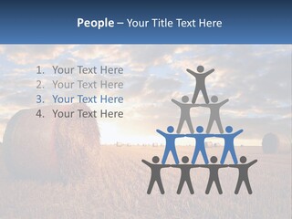 A Field With Hay Bales In The Foreground And A Sunset In The Background PowerPoint Template