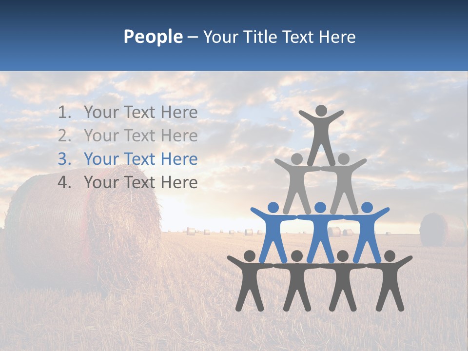 A Field With Hay Bales In The Foreground And A Sunset In The Background PowerPoint Template