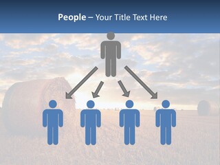 A Field With Hay Bales In The Foreground And A Sunset In The Background PowerPoint Template