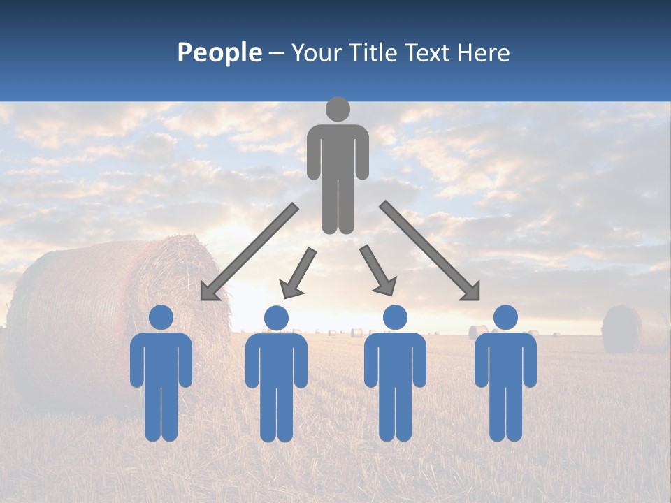 A Field With Hay Bales In The Foreground And A Sunset In The Background PowerPoint Template