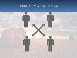 A Field With Hay Bales In The Foreground And A Sunset In The Background PowerPoint Template