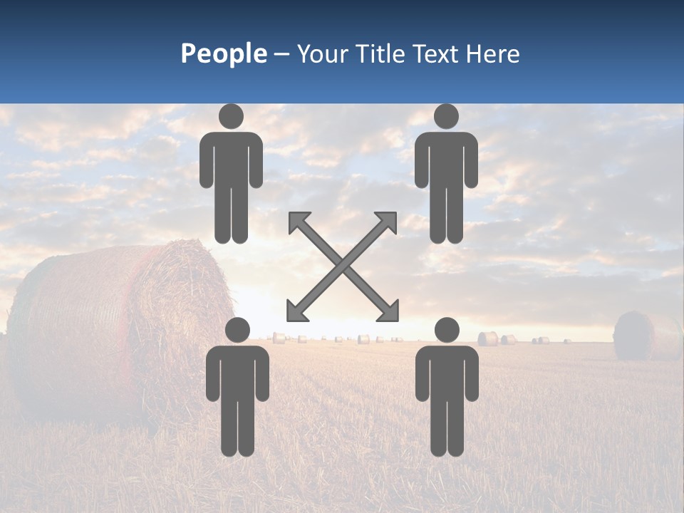 A Field With Hay Bales In The Foreground And A Sunset In The Background PowerPoint Template