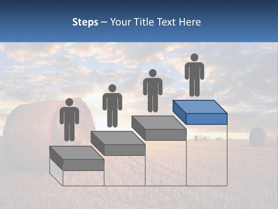 A Field With Hay Bales In The Foreground And A Sunset In The Background PowerPoint Template