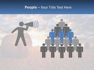 A Field With Hay Bales In The Foreground And A Sunset In The Background PowerPoint Template