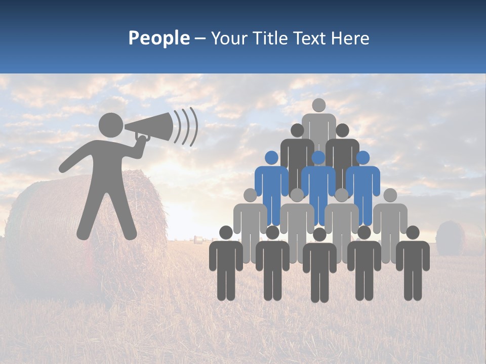 A Field With Hay Bales In The Foreground And A Sunset In The Background PowerPoint Template