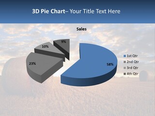 A Field With Hay Bales In The Foreground And A Sunset In The Background PowerPoint Template