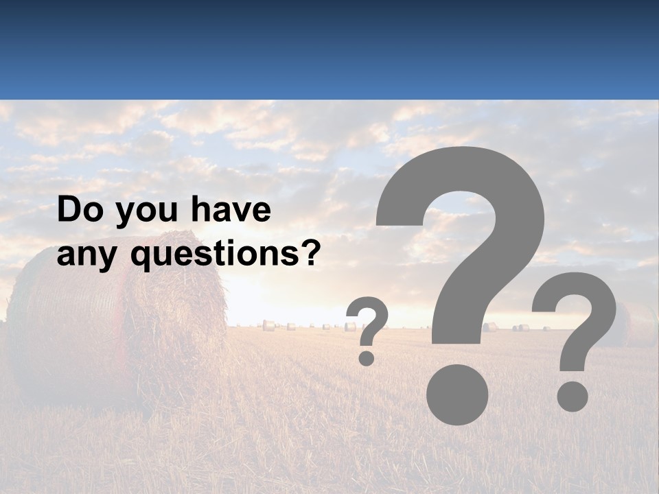 A Field With Hay Bales In The Foreground And A Sunset In The Background PowerPoint Template