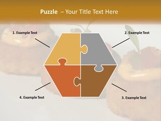 A White Plate Topped With Mini Cakes Covered In Toppings PowerPoint Template