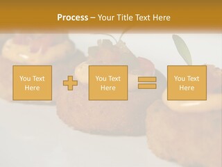 A White Plate Topped With Mini Cakes Covered In Toppings PowerPoint Template
