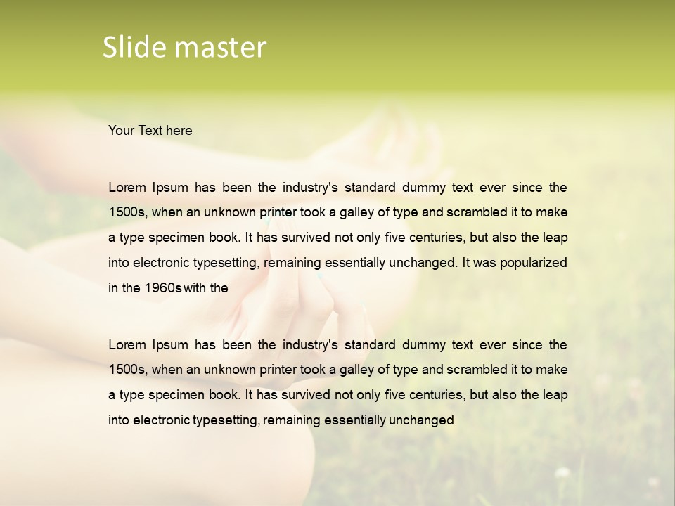 A Woman Is Sitting In The Grass Doing Yoga PowerPoint Template