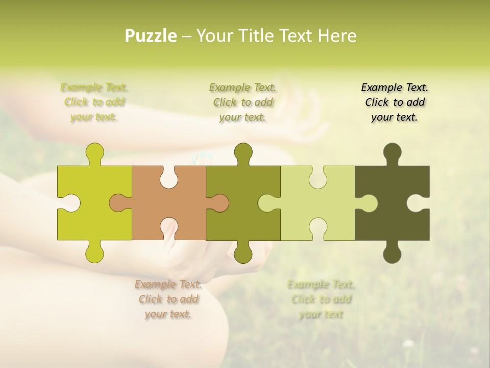 A Woman Is Sitting In The Grass Doing Yoga PowerPoint Template