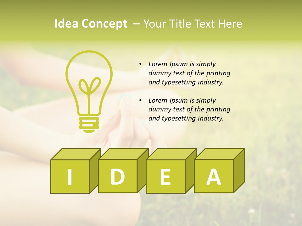 A Woman Is Sitting In The Grass Doing Yoga PowerPoint Template