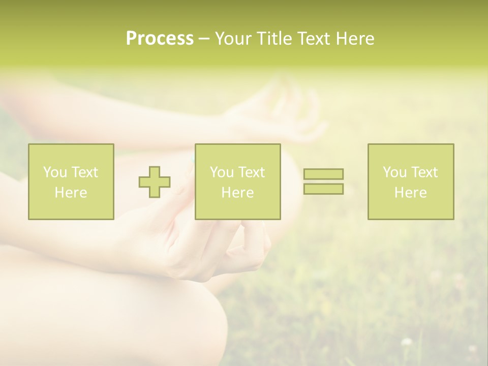 A Woman Is Sitting In The Grass Doing Yoga PowerPoint Template