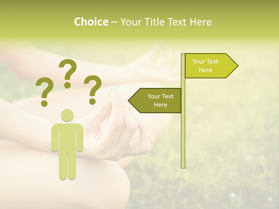 A Woman Is Sitting In The Grass Doing Yoga PowerPoint Template