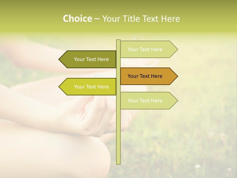 A Woman Is Sitting In The Grass Doing Yoga PowerPoint Template