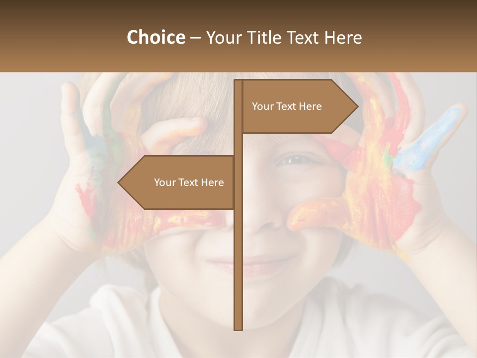 A Young Boy Holding His Hands Up To His Eyes PowerPoint Template