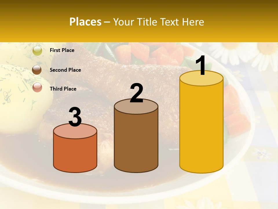 A White Plate Topped With Meat And Vegetables PowerPoint Template