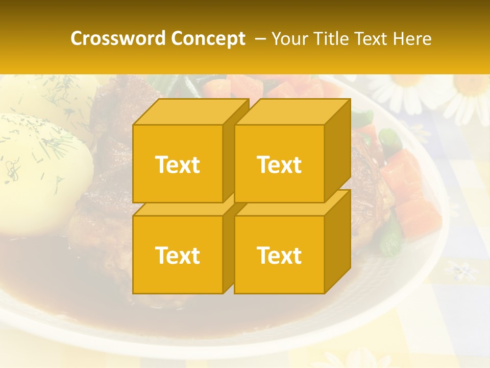 A White Plate Topped With Meat And Vegetables PowerPoint Template