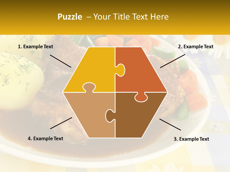 A White Plate Topped With Meat And Vegetables PowerPoint Template