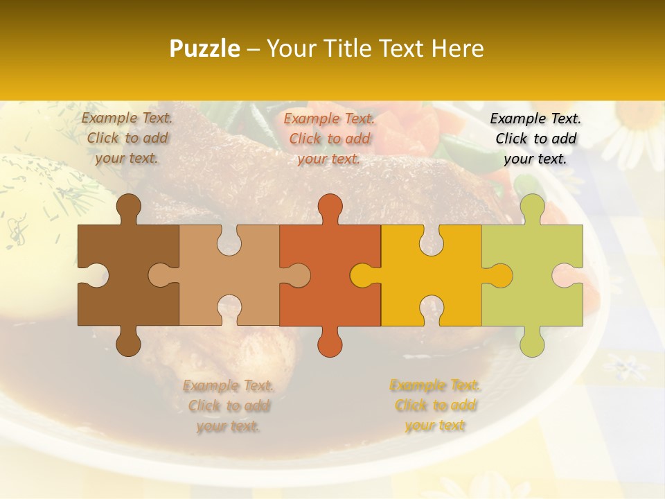 A White Plate Topped With Meat And Vegetables PowerPoint Template