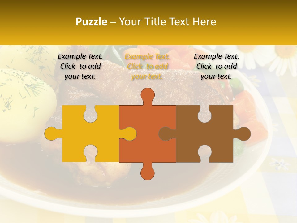 A White Plate Topped With Meat And Vegetables PowerPoint Template