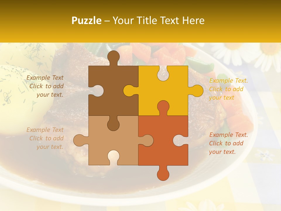 A White Plate Topped With Meat And Vegetables PowerPoint Template