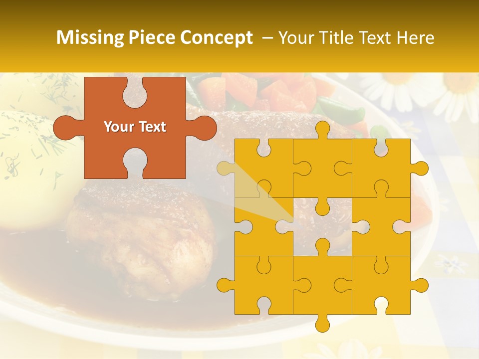 A White Plate Topped With Meat And Vegetables PowerPoint Template