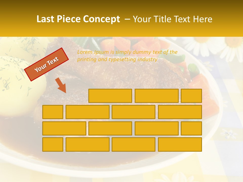 A White Plate Topped With Meat And Vegetables PowerPoint Template