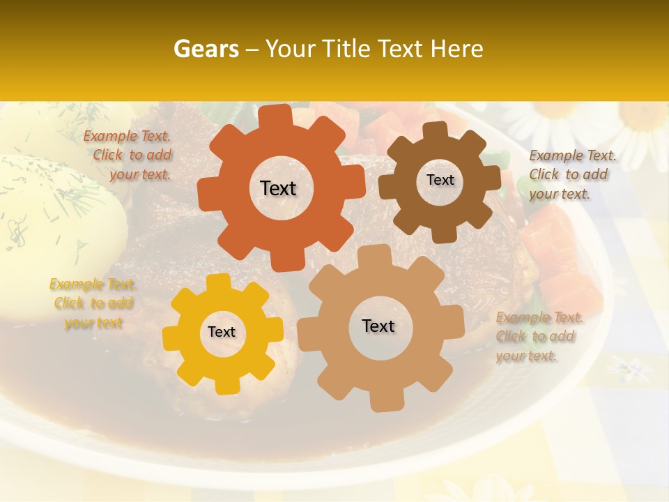 A White Plate Topped With Meat And Vegetables PowerPoint Template