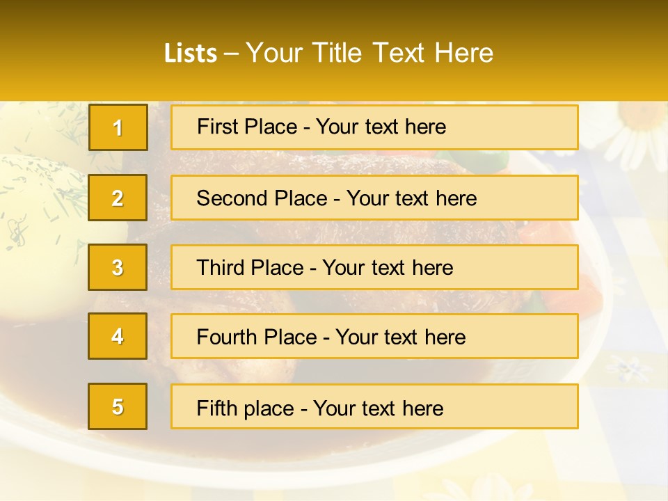 A White Plate Topped With Meat And Vegetables PowerPoint Template