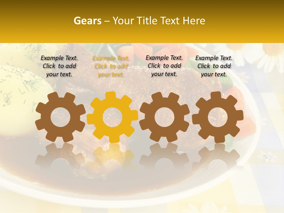 A White Plate Topped With Meat And Vegetables PowerPoint Template