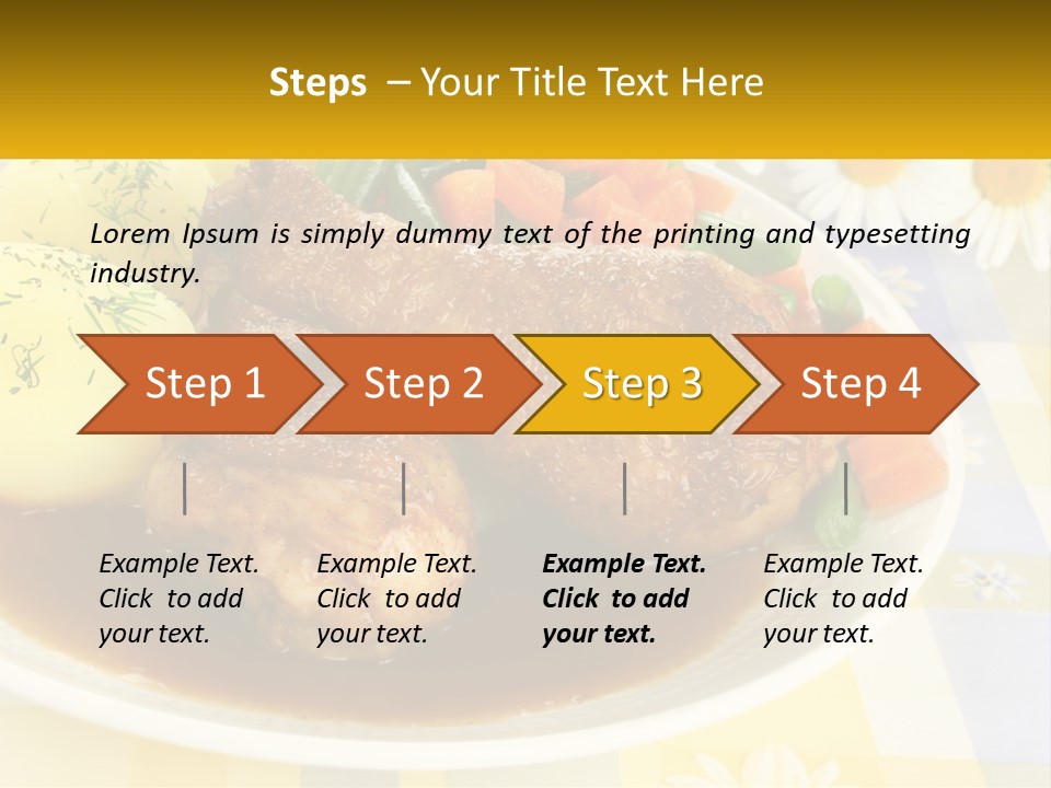 A White Plate Topped With Meat And Vegetables PowerPoint Template