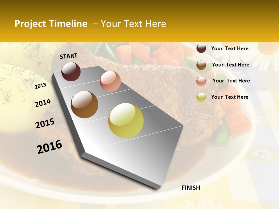 A White Plate Topped With Meat And Vegetables PowerPoint Template