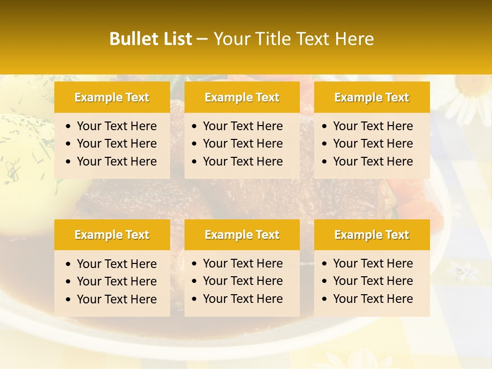 A White Plate Topped With Meat And Vegetables PowerPoint Template