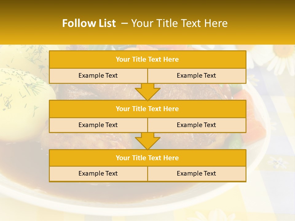 A White Plate Topped With Meat And Vegetables PowerPoint Template