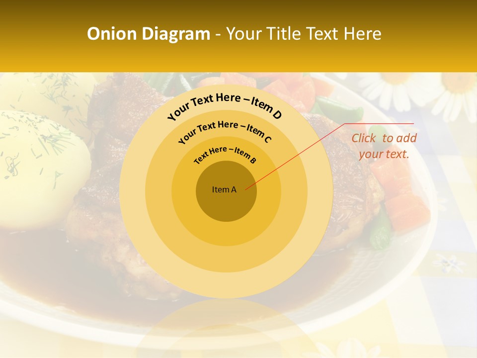 A White Plate Topped With Meat And Vegetables PowerPoint Template